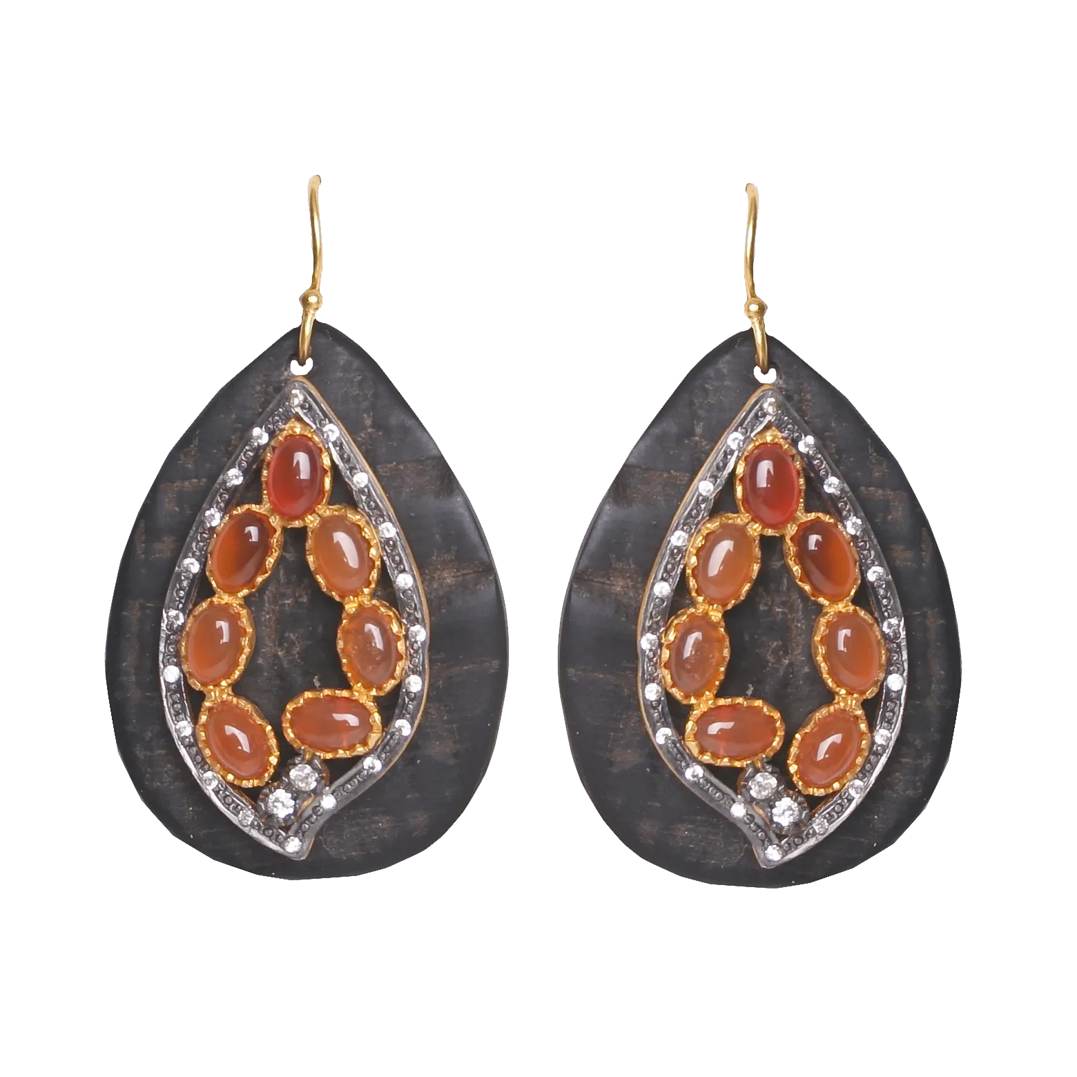 Mosaic Amber Teardrop Earrings