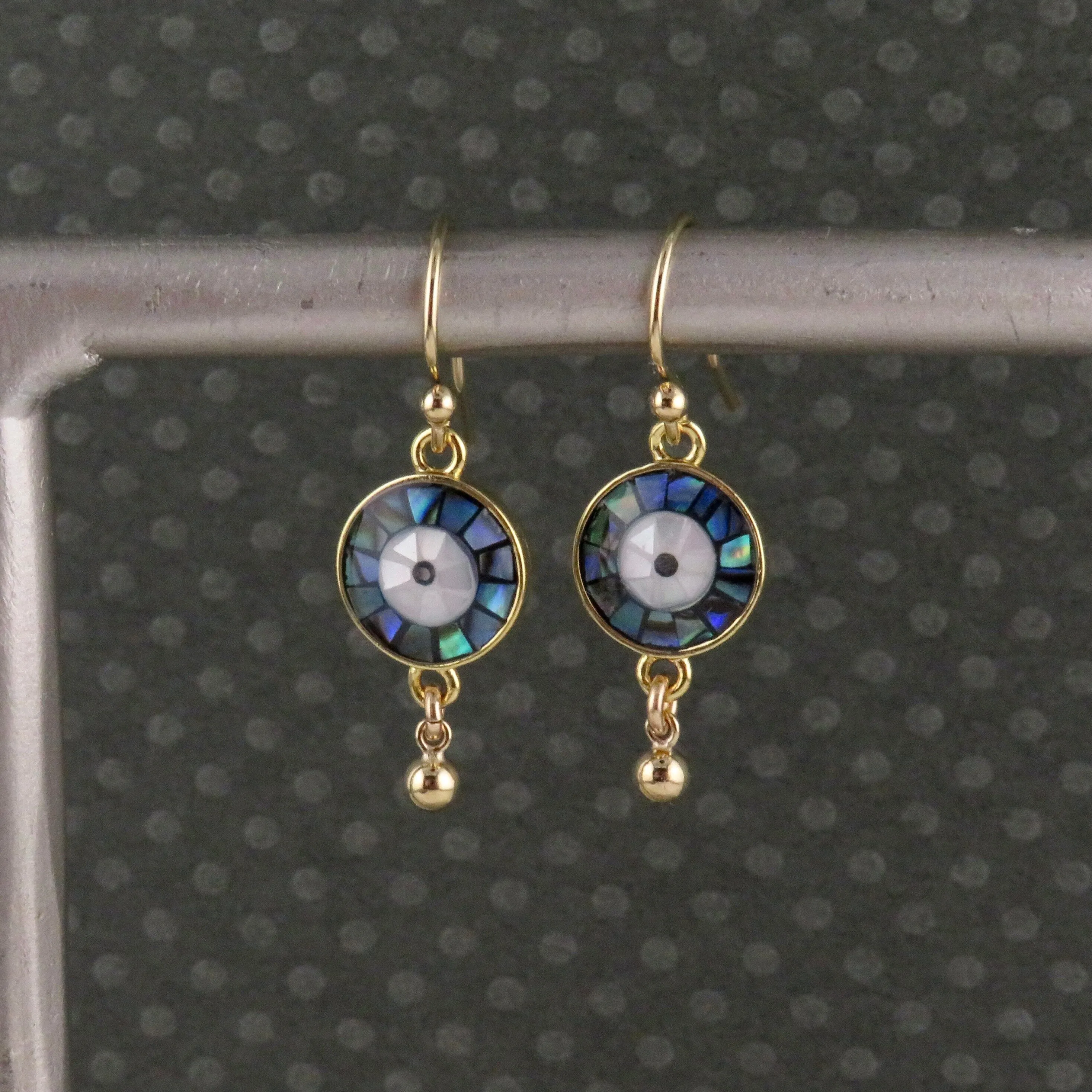 Mosaic Shell Eye Earrings - Dark