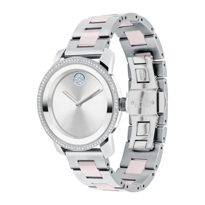 Movado BOLD Ceramic 36mm Crystal Bezel Women's Watch 3600784