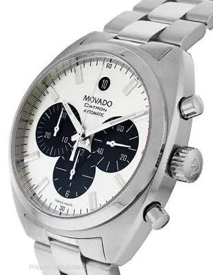 Movado Mens Datron Automatic Chronograph - Silver and Black - Stainless Bracelet