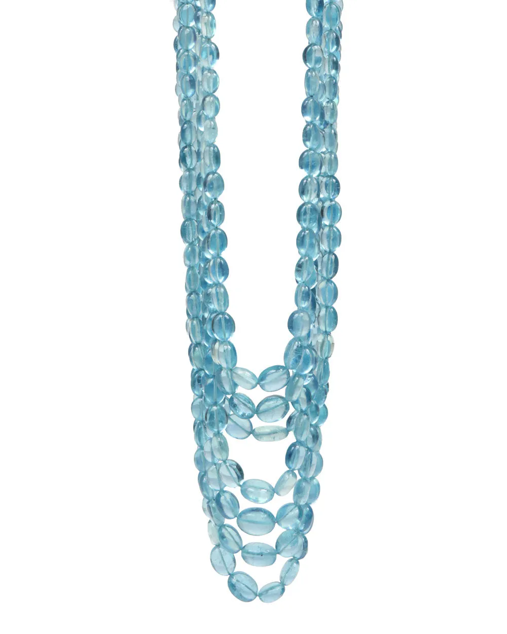 Multi Strand Aquamarine Beaded Necklace