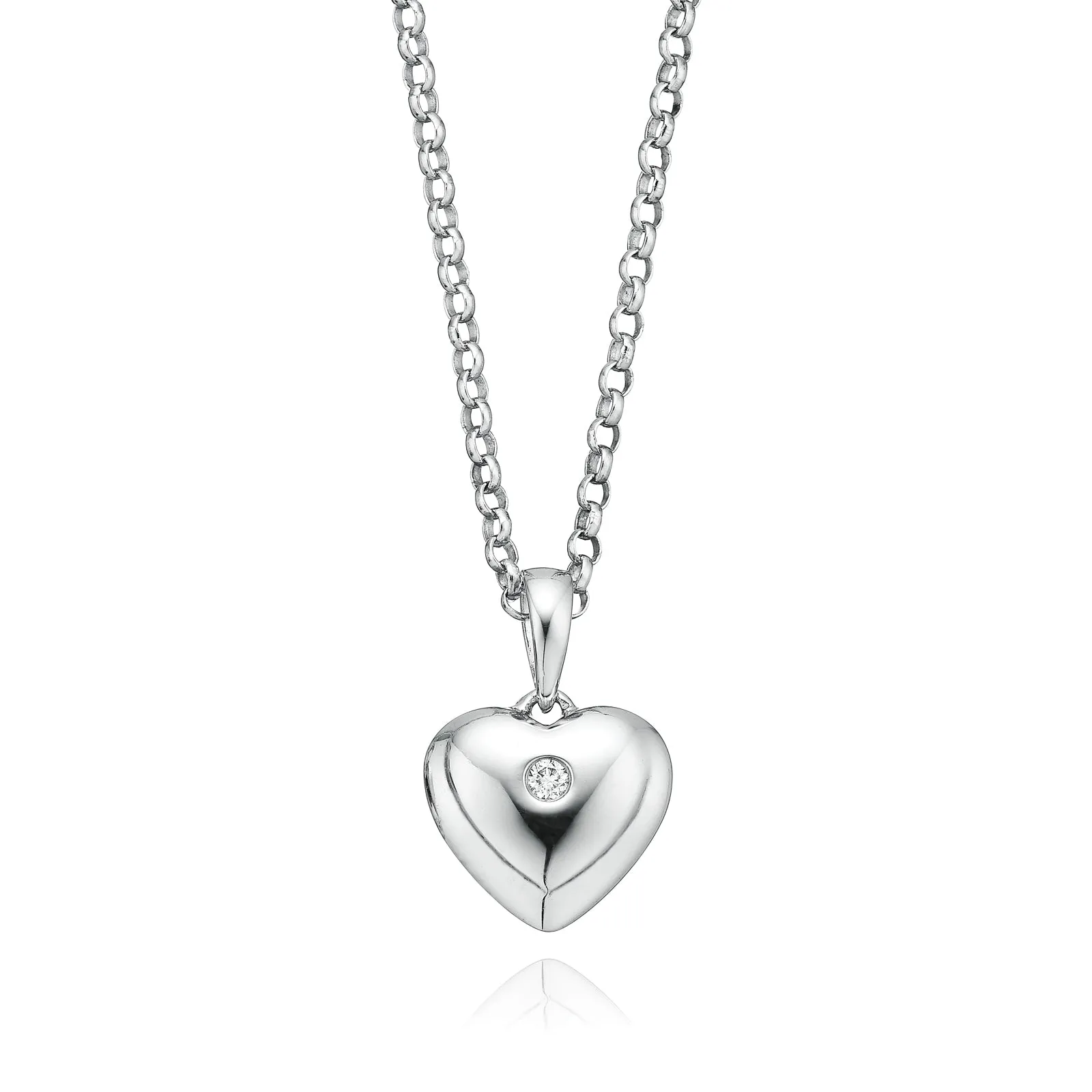 My First Diamond Kids Sterling Silver Diamond Set Heart Necklace