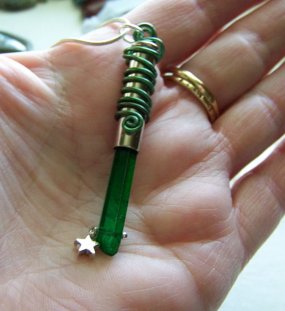 Mystic Green Quartz Kryptonite Bullet Pendant