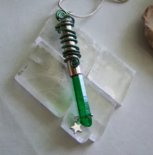 Mystic Green Quartz Kryptonite Bullet Pendant