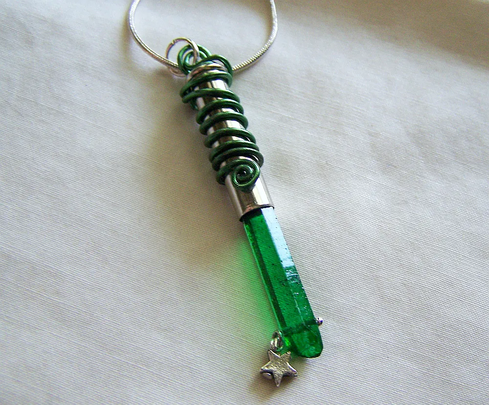 Mystic Green Quartz Kryptonite Bullet Pendant