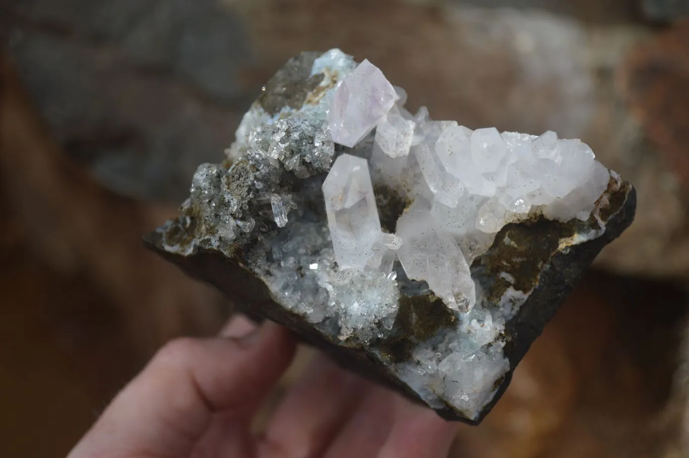 Natural Clear Quartz On Dolomite Matrix Specimens x 4 From Brandberg, South Africa