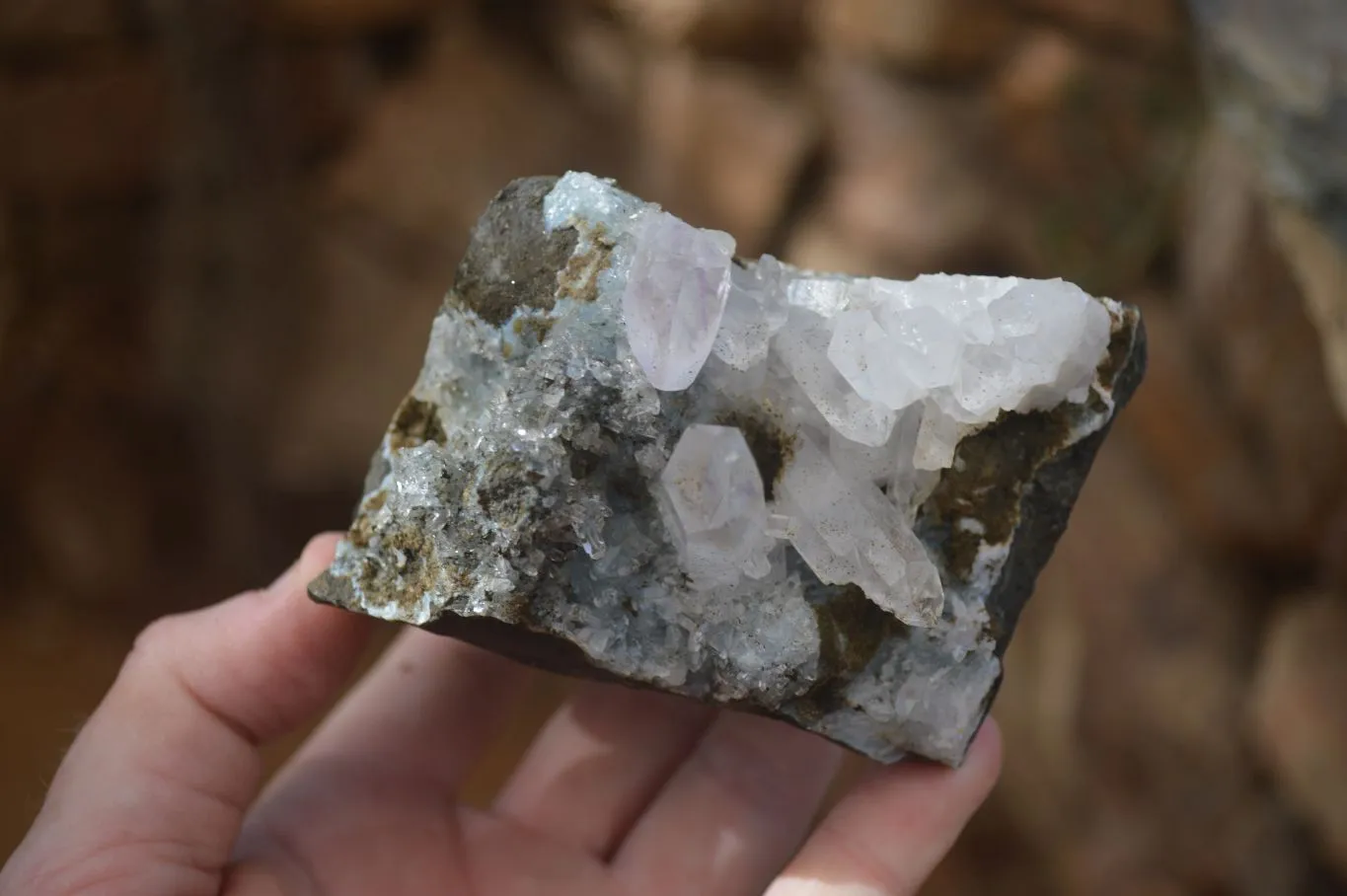 Natural Clear Quartz On Dolomite Matrix Specimens x 4 From Brandberg, South Africa