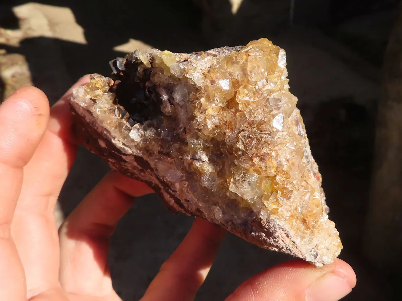 Natural Golden Limonite Quartz Clusters x 5 From Zambia