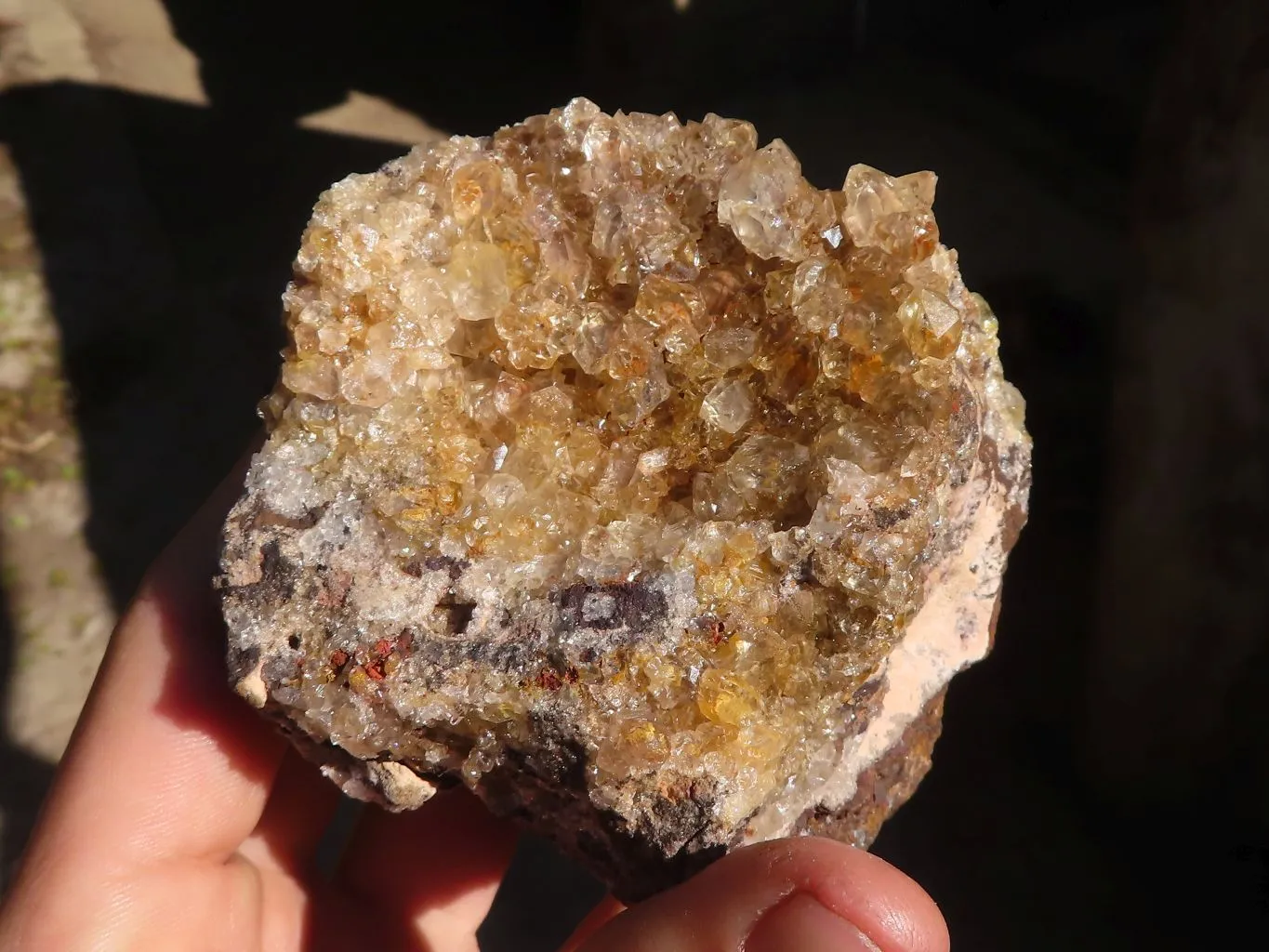 Natural Golden Limonite Quartz Clusters x 5 From Zambia