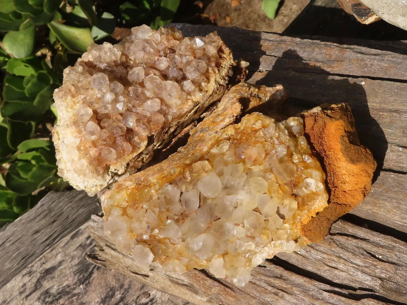 Natural Large Limonite Quartz Clusters x 2 From Solwezi, Zambia