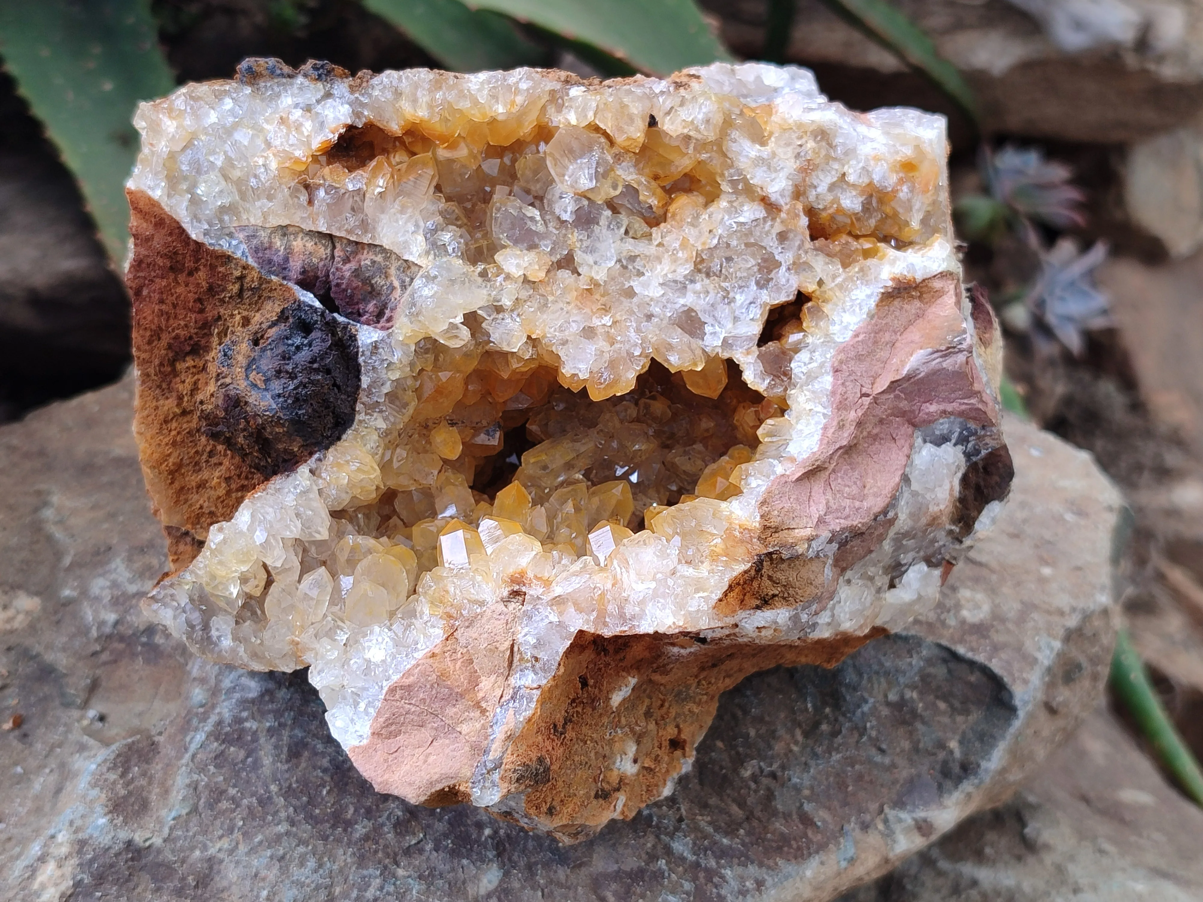 Natural Limonite Quartz Clusters x 2 From Zambia