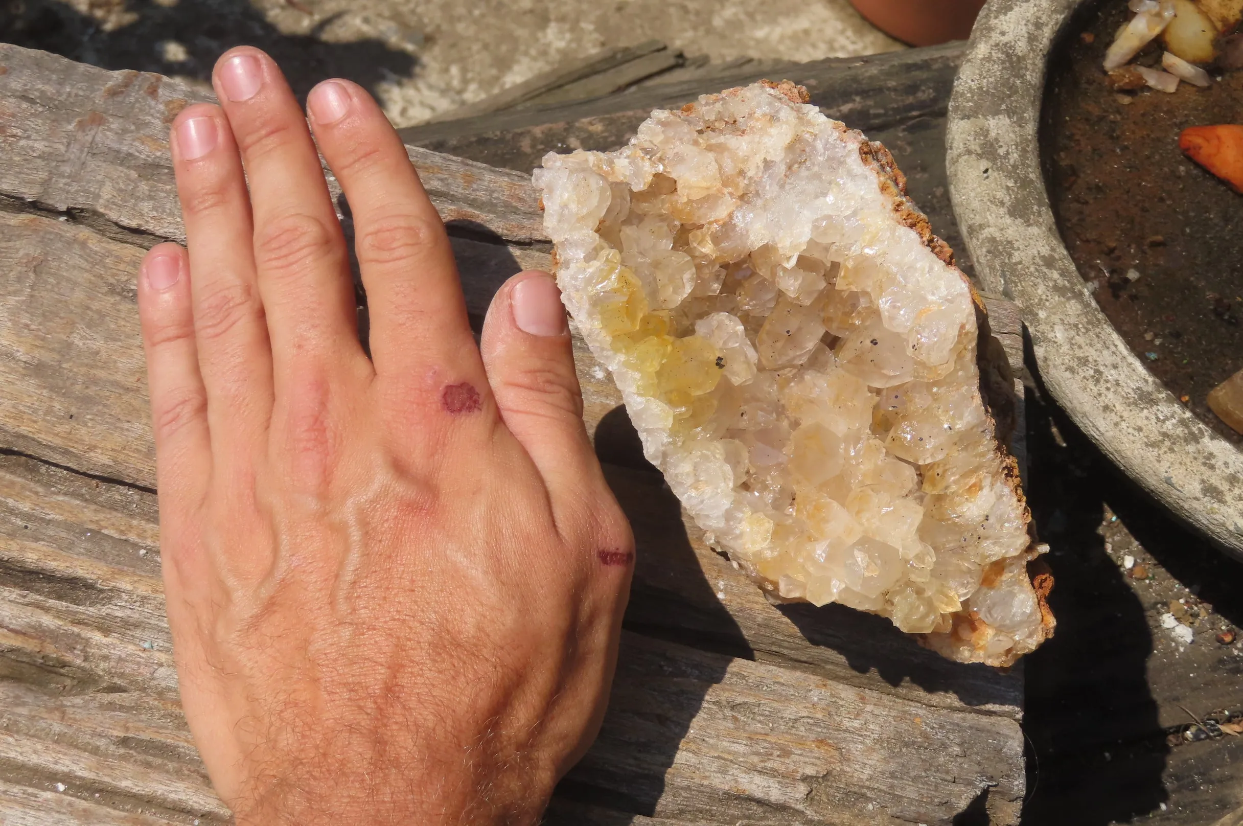 Natural Limonite Quartz Geode Specimens x 4 From Zambia