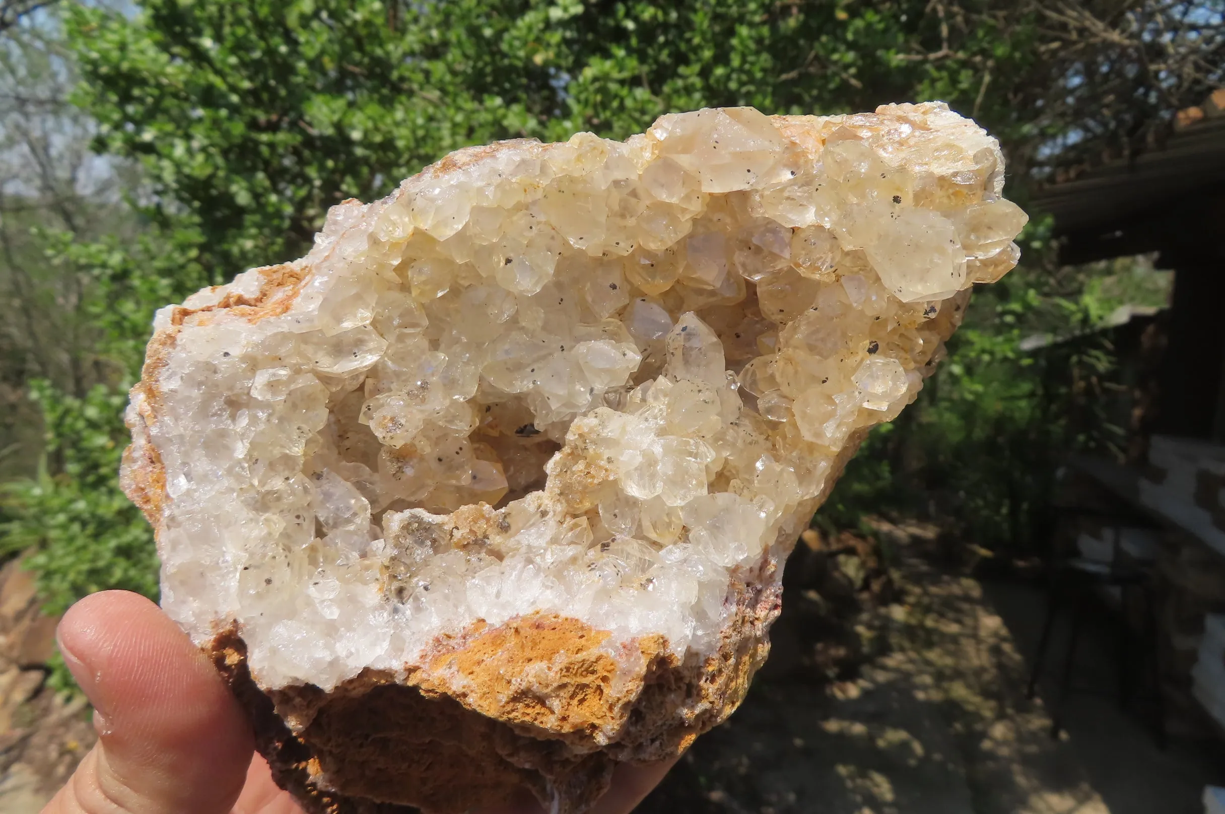 Natural Limonite Quartz Geode Specimens x 4 From Zambia