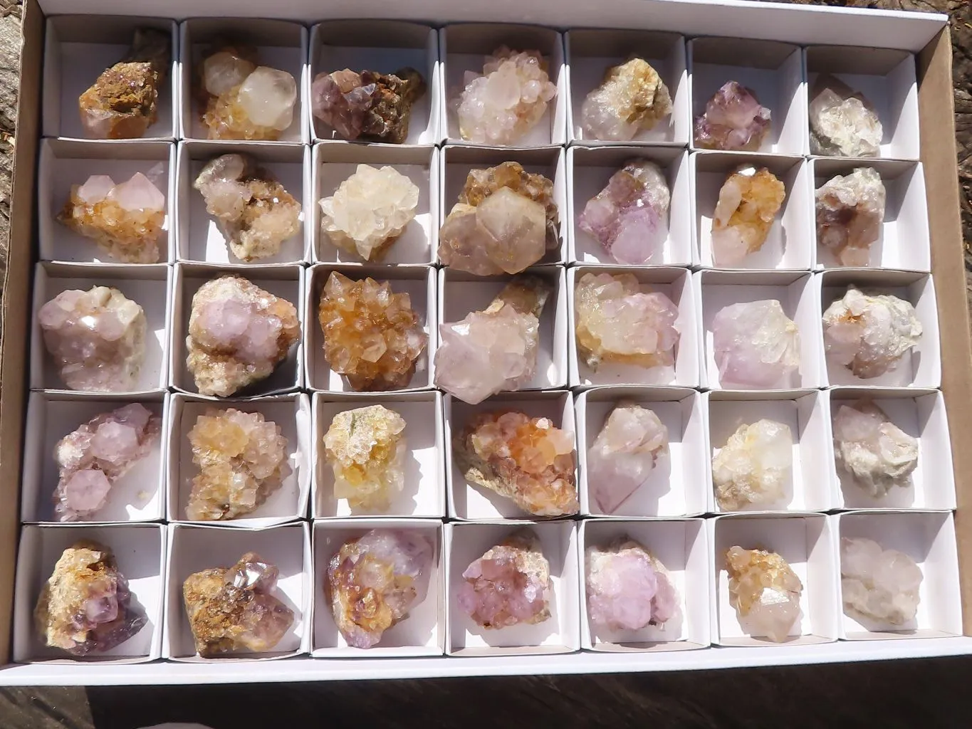 Natural Mixed Selection Of Small Spirit Quartz Clusters  x 35 From Boekenhouthoek, South Africa