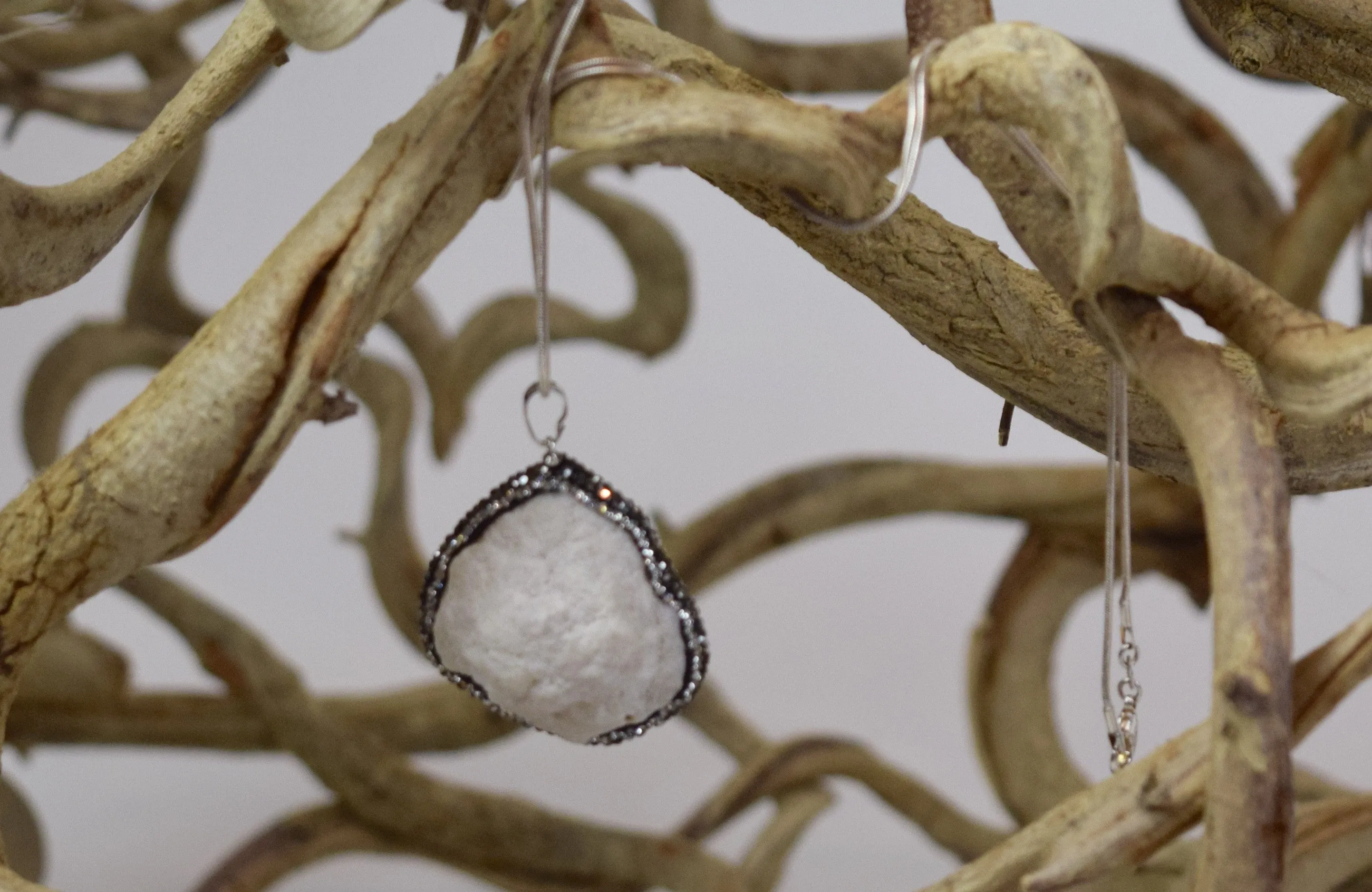 Natural Quartz Druzy & Pyrite Crystal Necklace