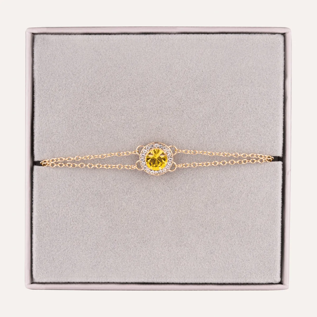 November Citrine-Colour Birthstone Clasp Bracelet In Gold-Tone