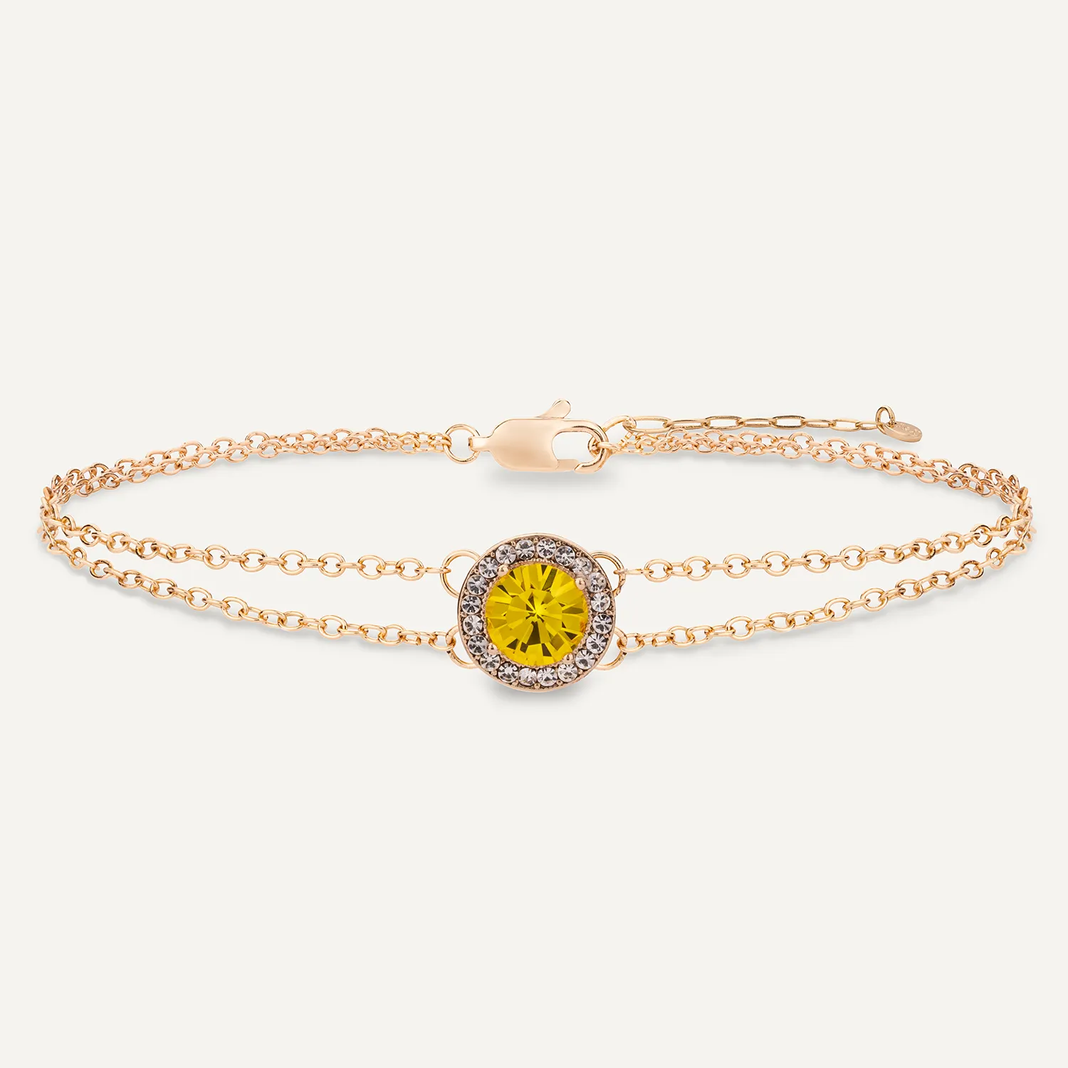 November Citrine-Colour Birthstone Clasp Bracelet In Gold-Tone