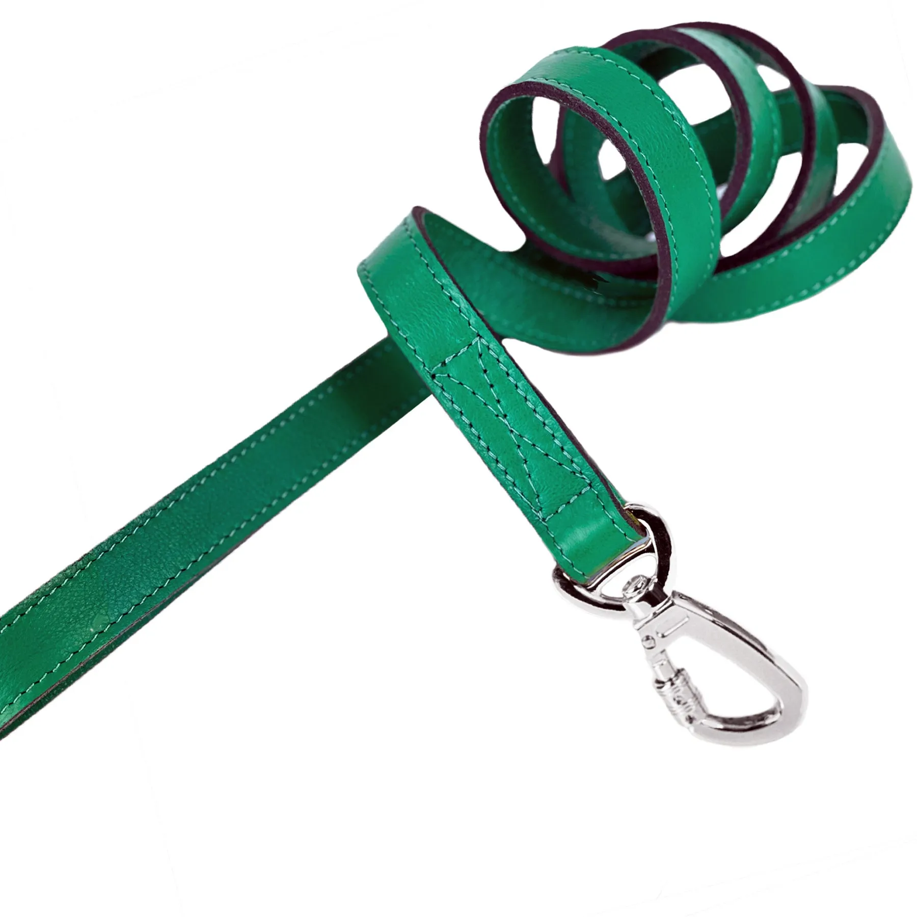 Octagon Dog Leash in Emerald, Emerald & Nickel