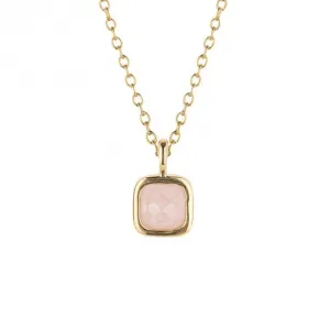 October Birthstone Rose Quartz Gold Plated Silver Necklace N4515