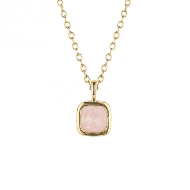 October Birthstone Rose Quartz Gold Plated Silver Necklace N4515