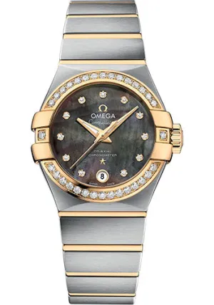 Omega Constellation Co-Axial Tahiti Watch - 27 mm Steel And Yellow Gold Case - Tahiti Mother-Of-Pearl Diamond Dial - 123.25.27.20.57.007