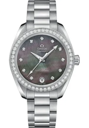 Omega Seamaster Aqua Terra 150M Co-Axial Master Chronometer Watch - 34 mm Steel Case - Tahiti Mother-Of-Pearl Diamond Dial - 220.15.34.20.57.001