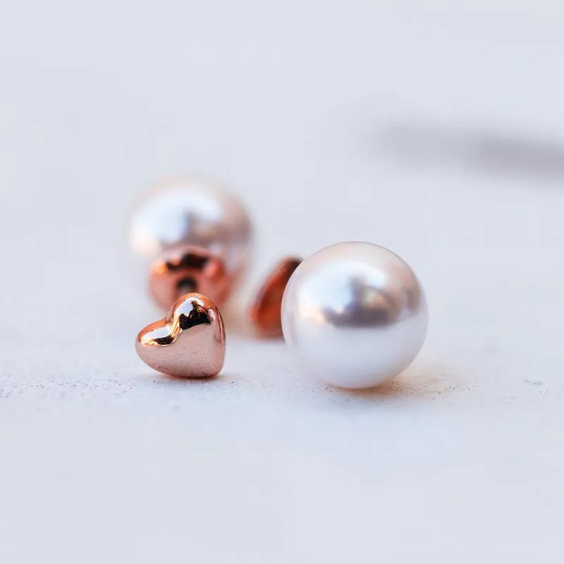 PEARL & HEART DOUBLE SIDED STUD EARRING | PURA VIDA