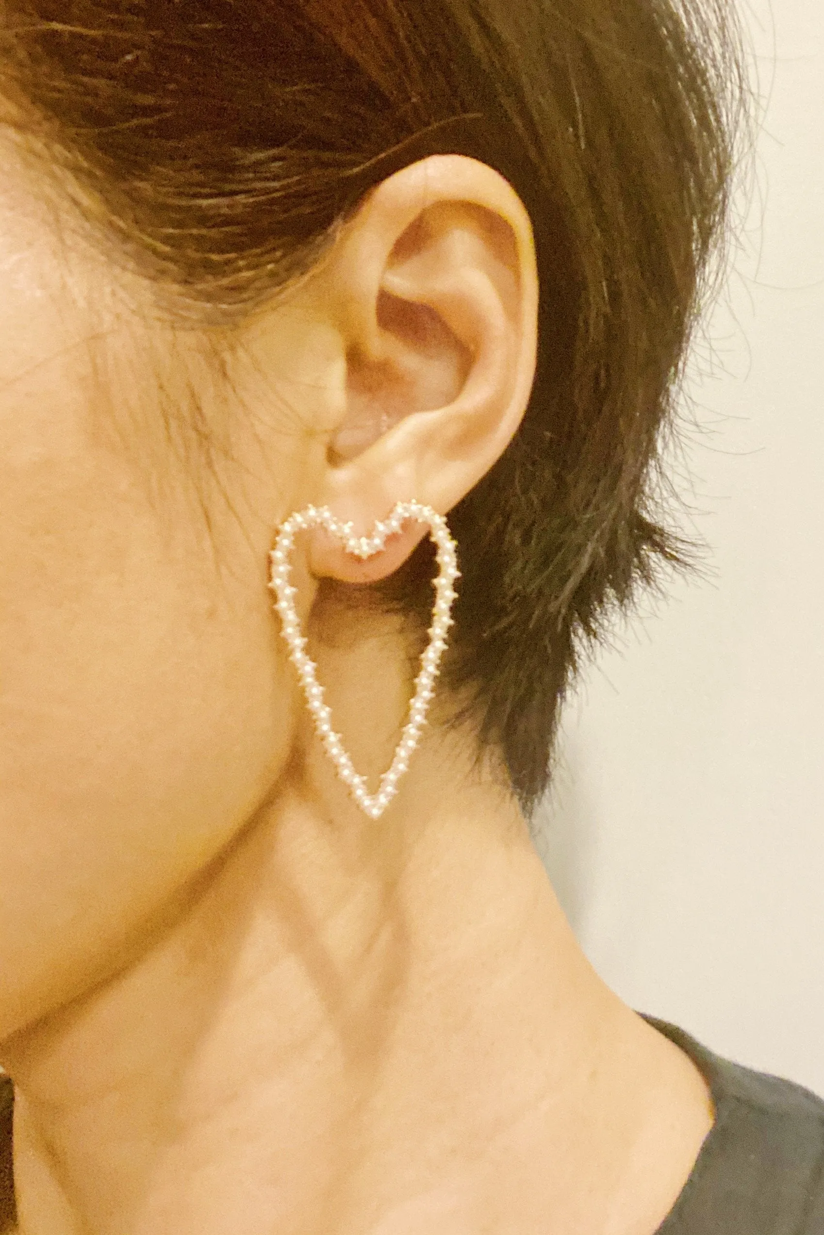 Pearl Encrusted Heart Earrings