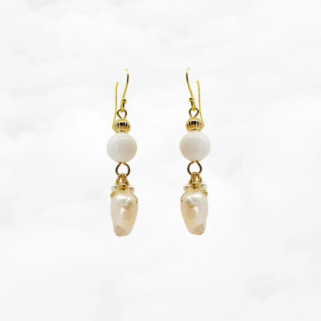 Pearl Feather Tridacna Earrings