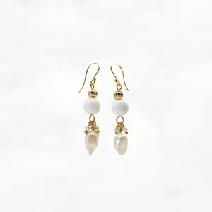 Pearl Feather Tridacna Earrings