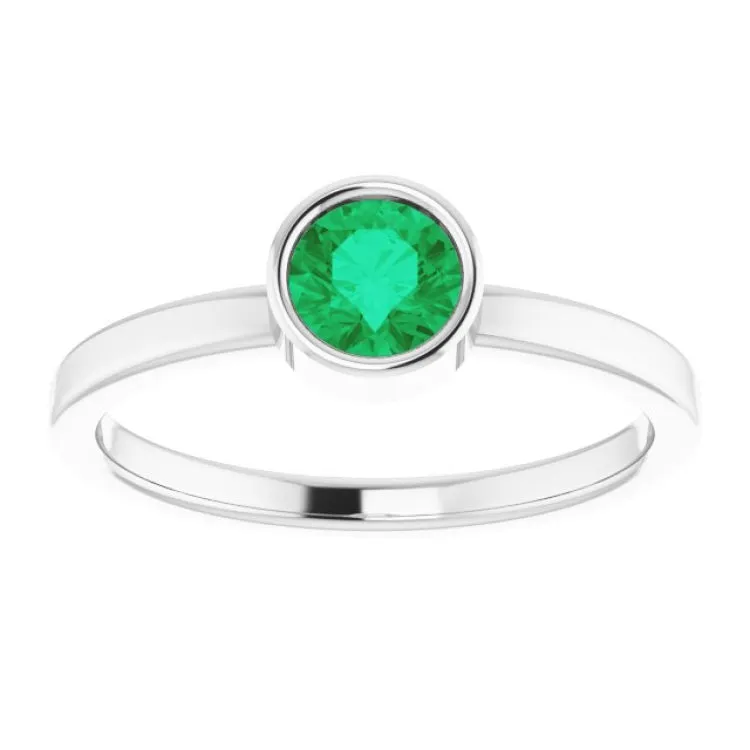 Platinum 5 mm Lab-Grown Emerald Ring