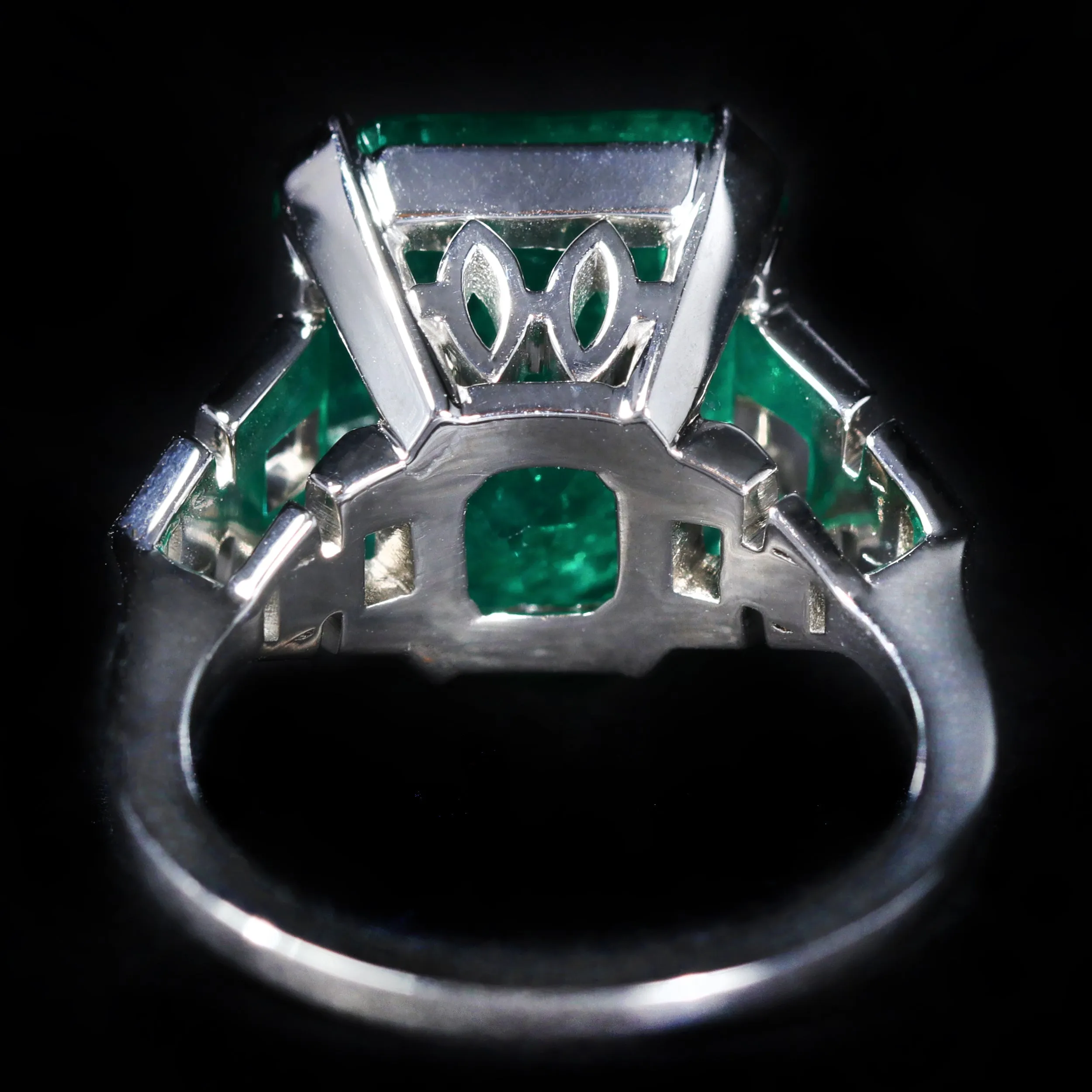 Platinum AGL 9.38 Carat Emerald and Diamond Ring