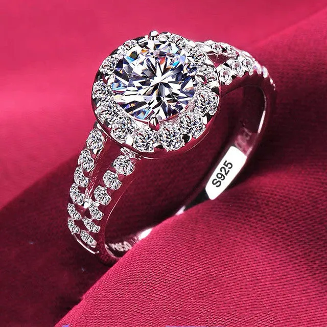 Platinum Ring Round Cut Zircon