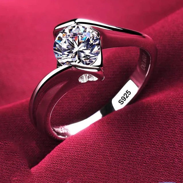 Platinum Ring Round Cut Zircon