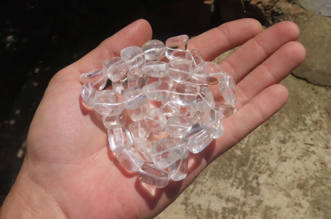 Polished Clear Quartz Rock Crystal Tumble Chip Bead Necklace - Sold Per Item - From Madagascar