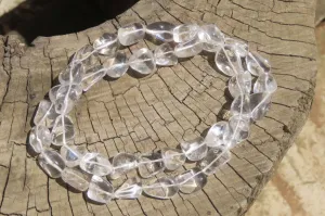 Polished Clear Quartz Rock Crystal Tumble Chip Bead Necklace - Sold Per Item - From Madagascar