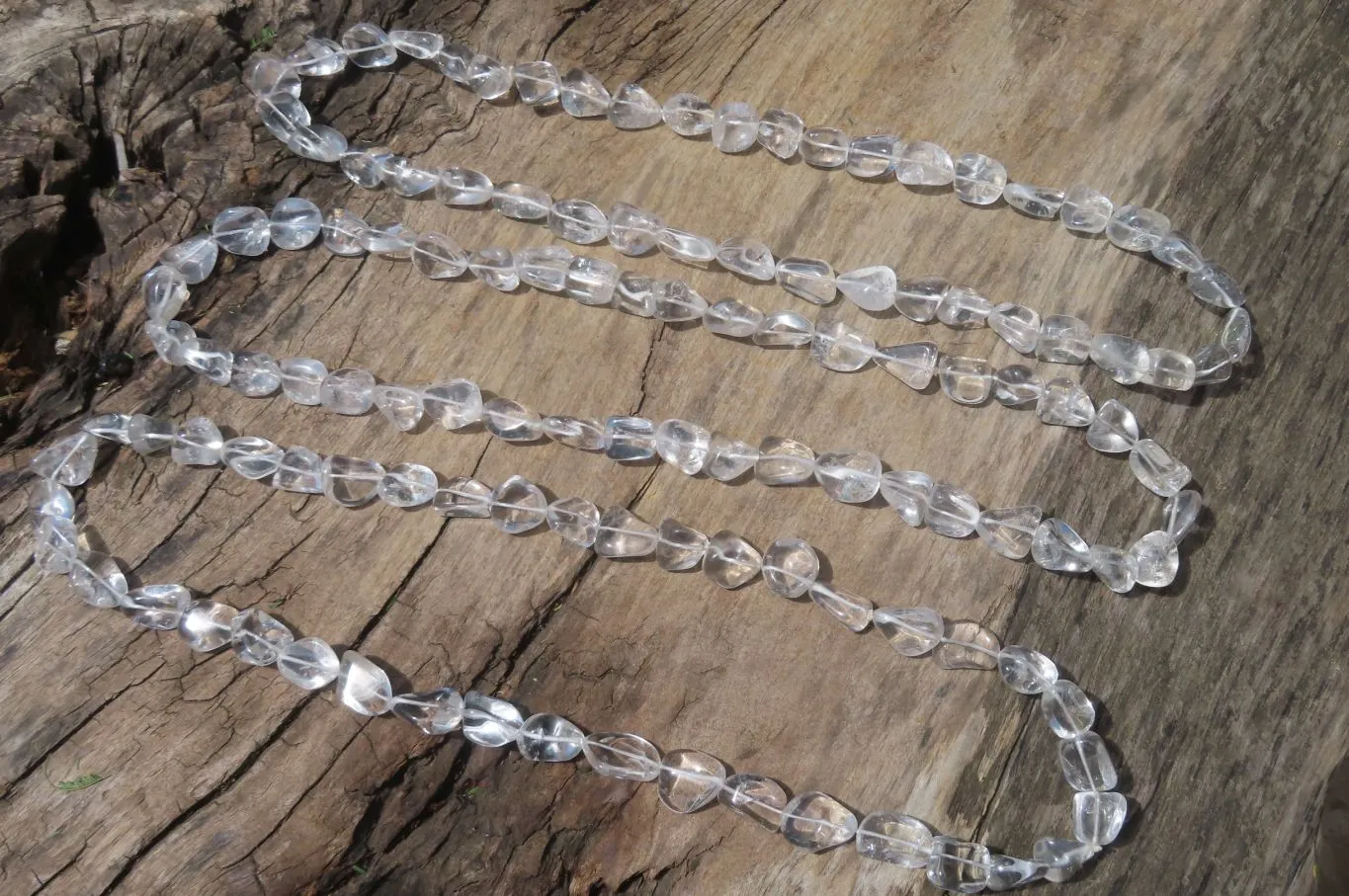 Polished Clear Quartz Rock Crystal Tumble Chip Bead Necklace - Sold Per Item - From Madagascar