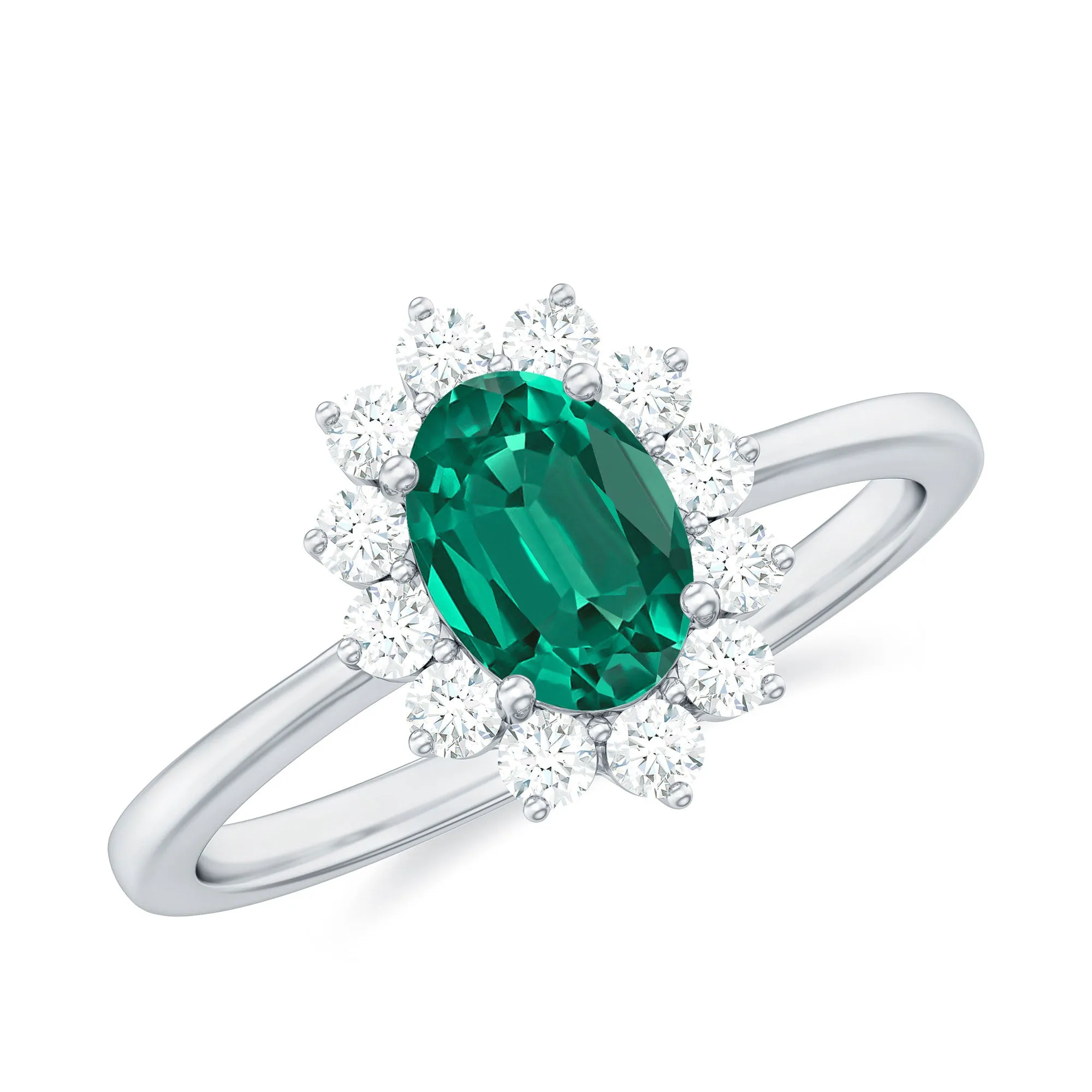 Princess Diana Inspired Created Emerald and Diamond Ring