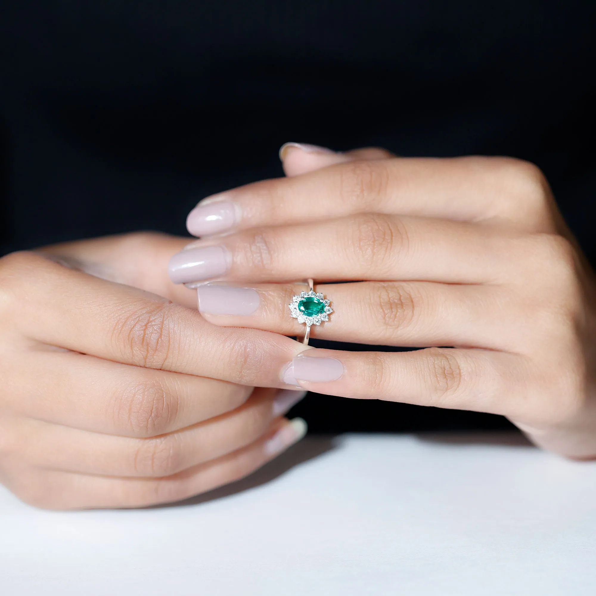 Princess Diana Inspired Created Emerald and Diamond Ring