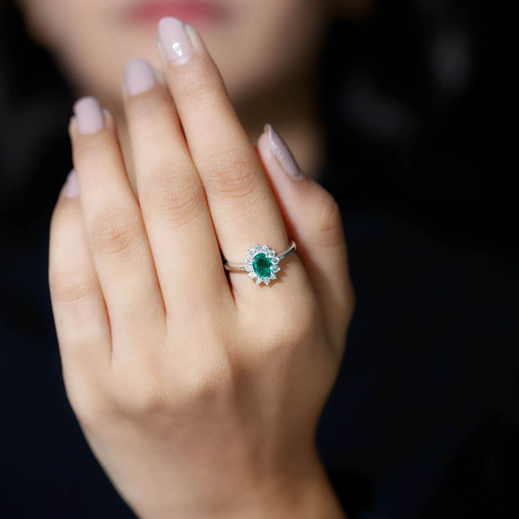 Princess Diana Inspired Created Emerald and Diamond Ring