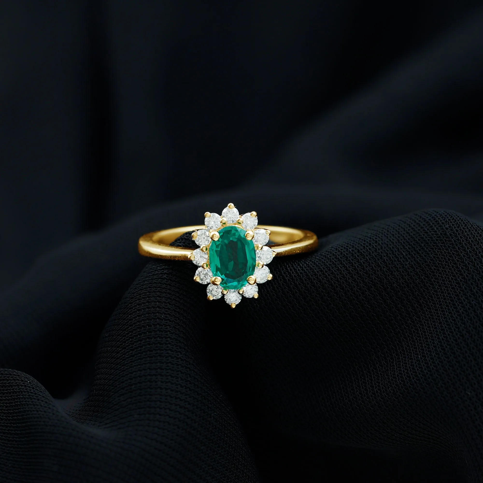 Princess Diana Inspired Created Emerald and Diamond Ring