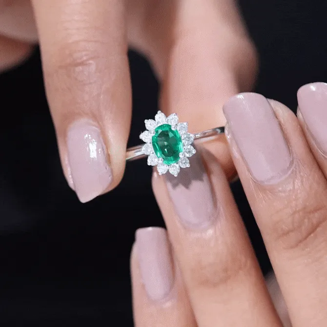 Princess Diana Inspired Created Emerald and Diamond Ring