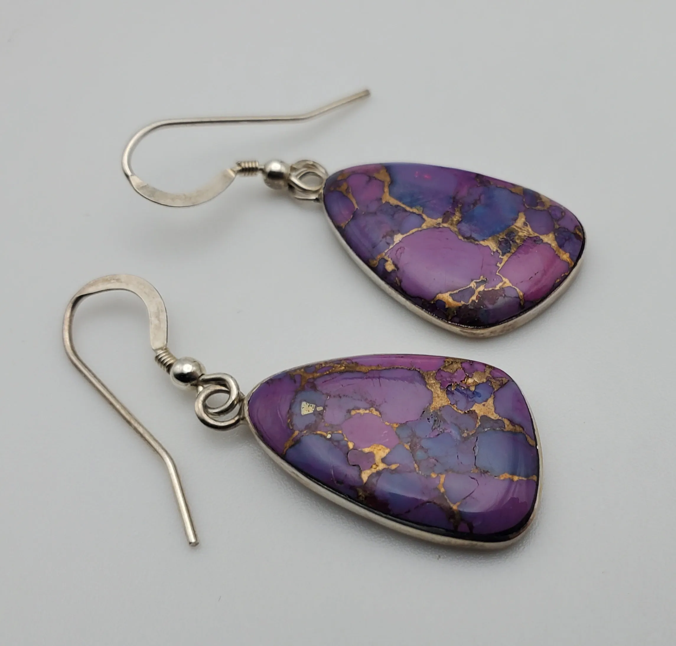 Purple Copper Turquoise Sterling Silver Dangle Earrings