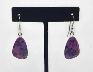 Purple Copper Turquoise Sterling Silver Dangle Earrings