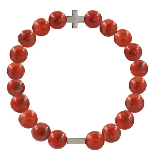 Red Jasper & Silver Elastic Bracelet