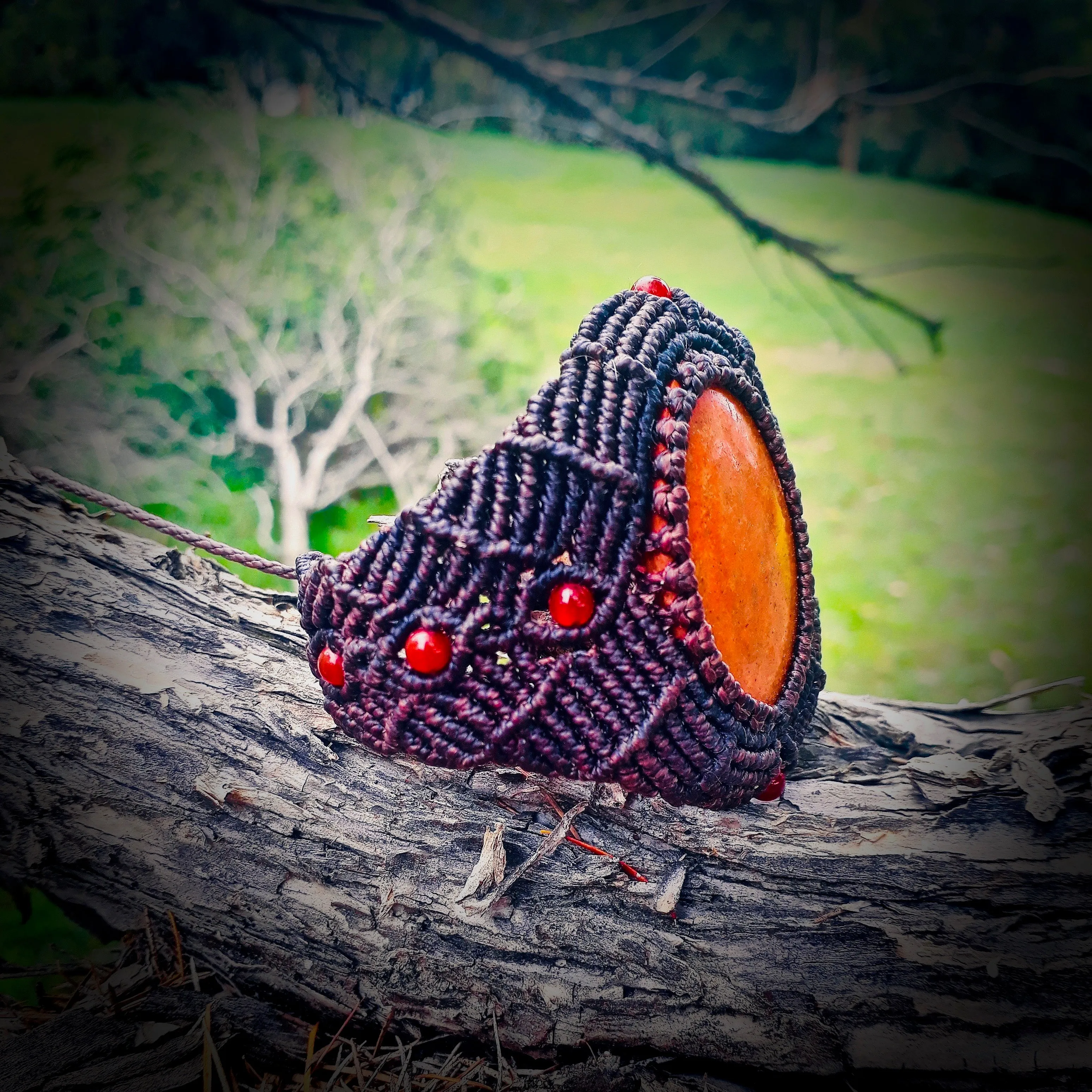 Red jasper bracelet (unique design)