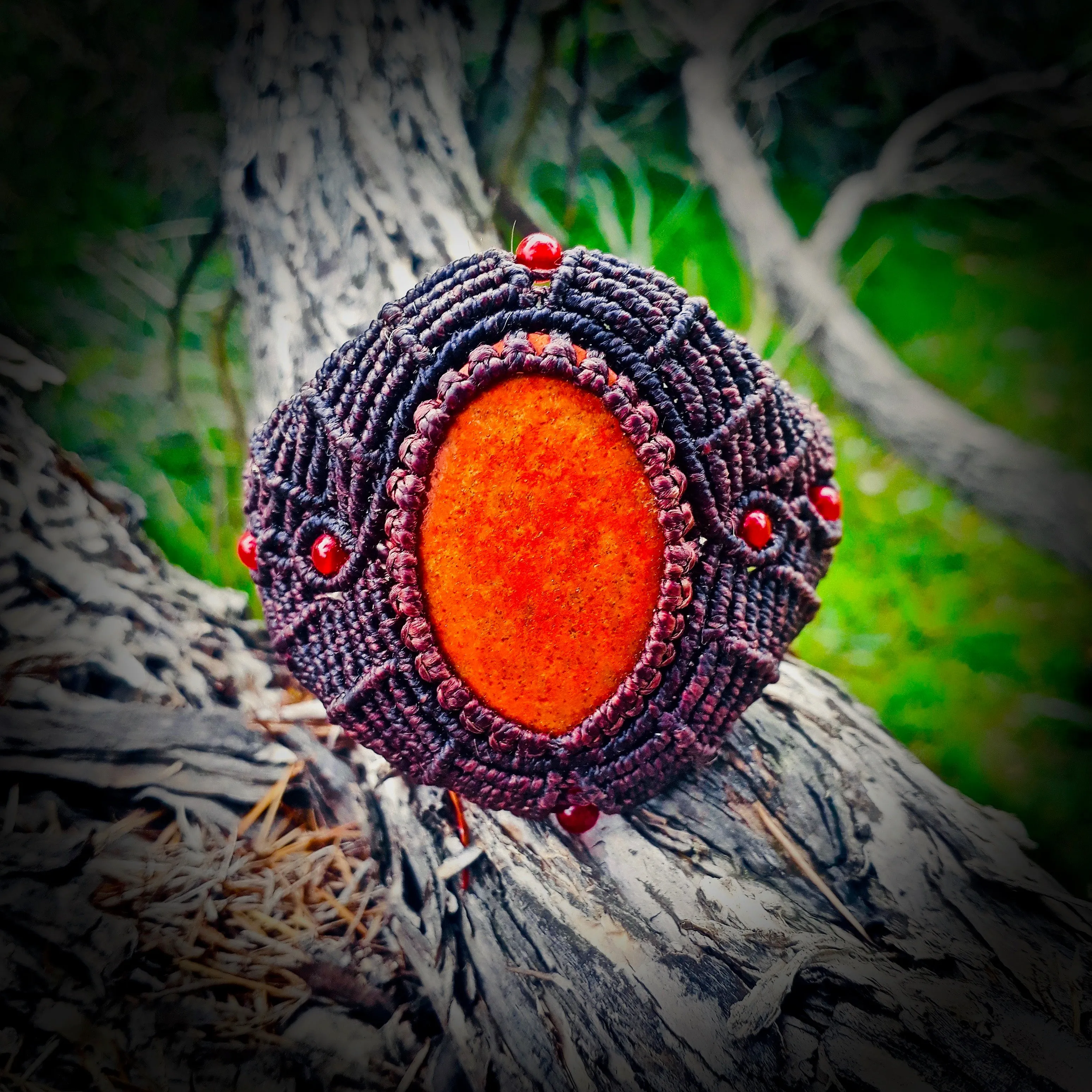 Red jasper bracelet (unique design)