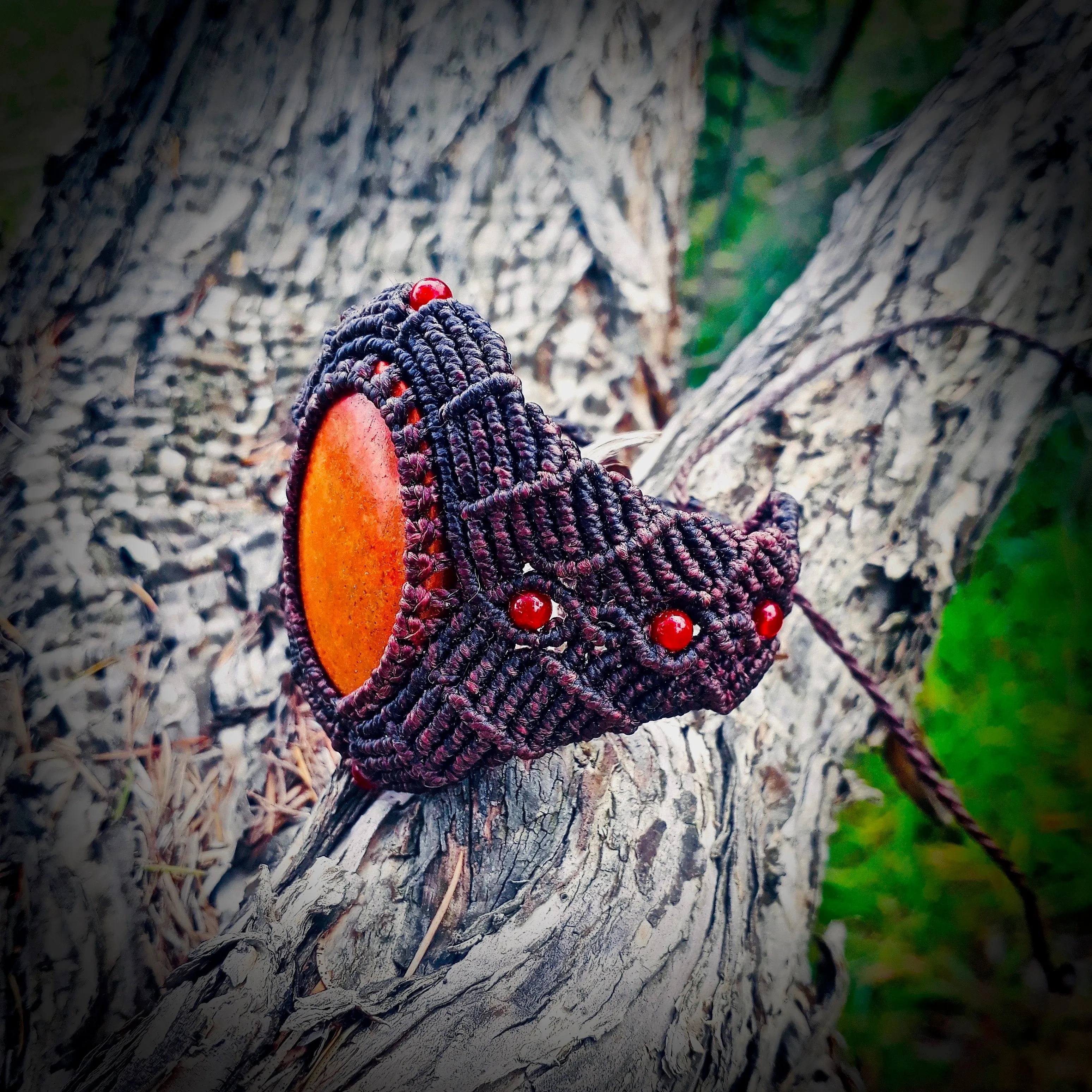 Red jasper bracelet (unique design)