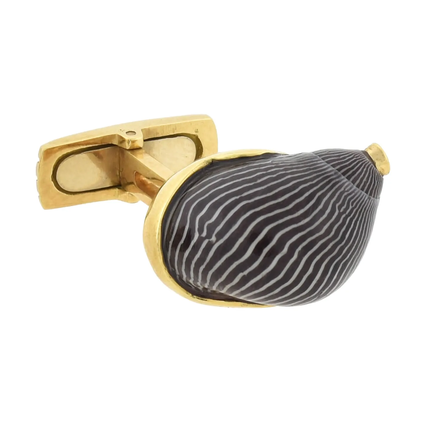 RENATO CIPULLO Estate 18kt Netrite Zebra Snail Shell   Sapphire Cufflinks