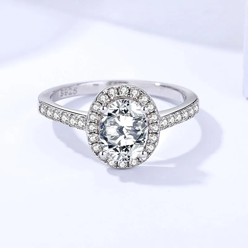 Ring pigeon egg moissanite ring women's s925 sterling silver  light luxury ring micro-set ring